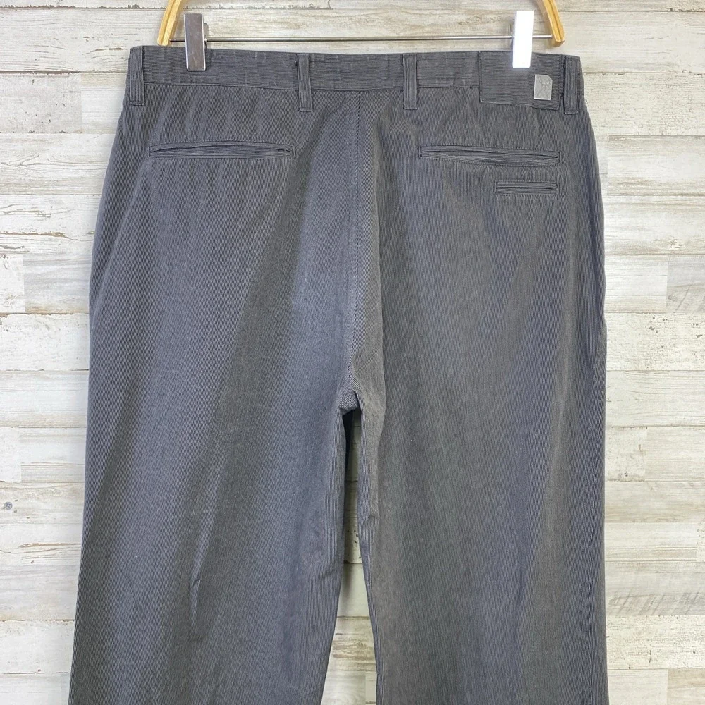 Marc Ecko Pants Men Gray Striped 32x32 100% Cotton Flat Front Straight Casual